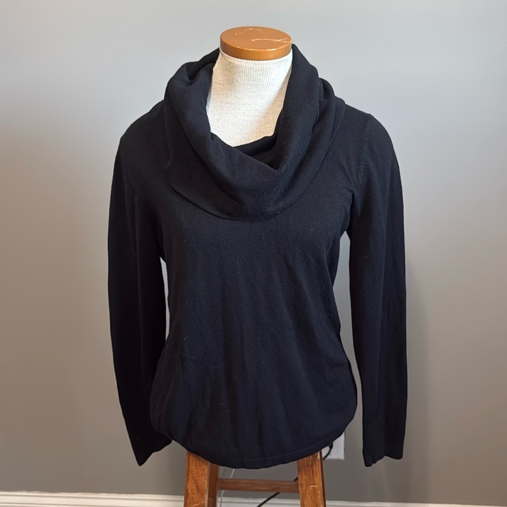 J. McLaughlin - Black Cowl Neck Long Sleeve Sweater Top - M - Good Condition!!